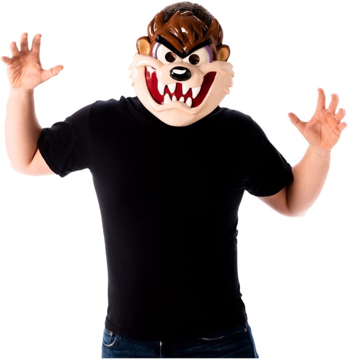 Rubies - Tazmanian Devil Masker - Bruin, Wit / Beige - One Size - Carnavalskleding - Verkleedkleding