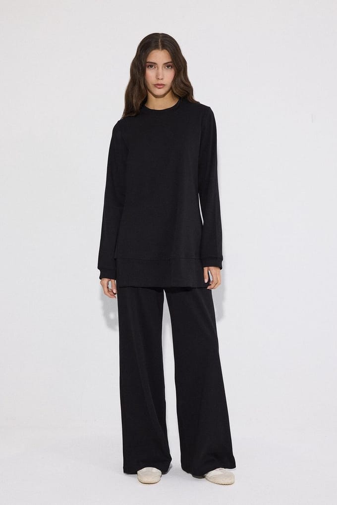 Touché Privé - Gebreide set van tuniek en broek - Zwart - Dames