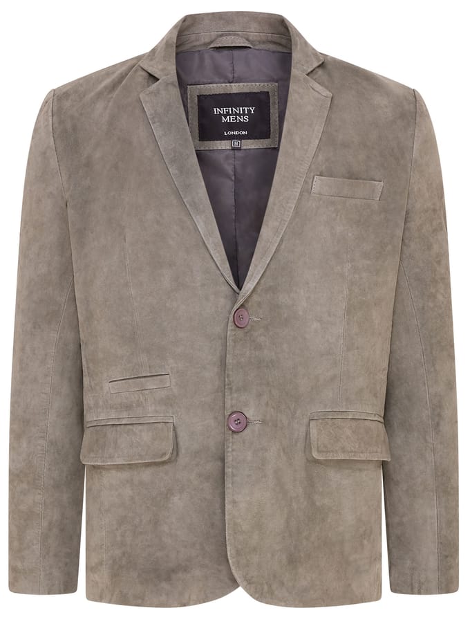 Heren Grijs Slim Geitensuède Italiaanse Blazer Jas-Somero