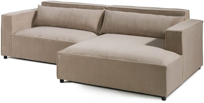 MASSIVMOEBEL24.DE hoekbank beige 100% polyester 266x150x80 cm SOFAS deels gemonteerd