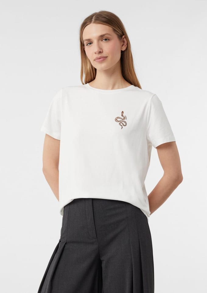 T-shirt met print op de voorkant dames COMMA