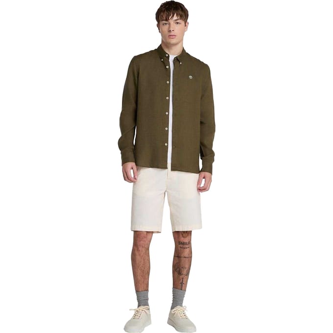 Timberland Heren Linnen Relaxed Fit Overhemd (Bladgroen)