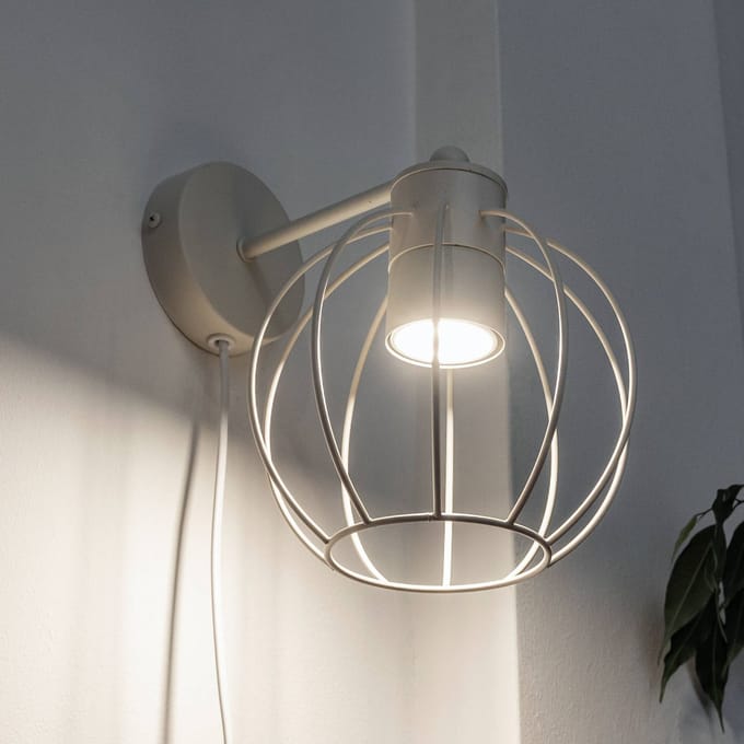 HELAM Wandlamp STARLIGHT, crèmewit, 1-lamp, Ø 18 cm, metaal, stekker