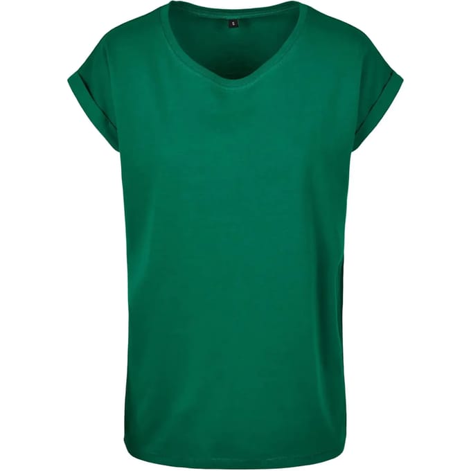 Build Your Brand - Extended Shoulder Dames T-shirt - Forest Green maat S