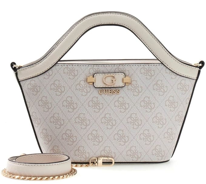 GUESS handtas schoudertas Lindsey Mini Tote Bone Logo crème