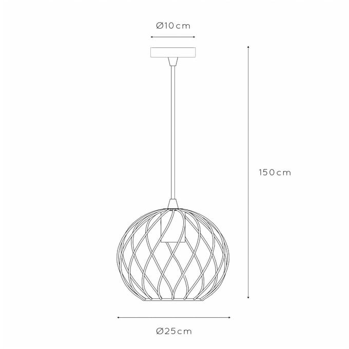 Lucide DANZA - Hanglamp - Ø 25 cm - 1xE27 - Zwart