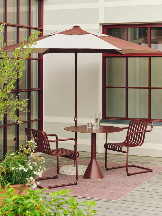 HAY Terrazza parasol - HAYTerrazzaOffwhiteburgundy - Ø300 x H170-235 cm