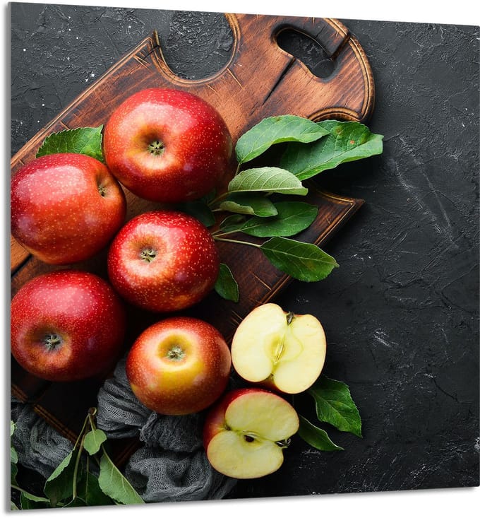 TMK ArtDeko - Glazen Paneel - 60x65 cm - Appelprint - Osłona tegen Spatten - Multifunctioneel