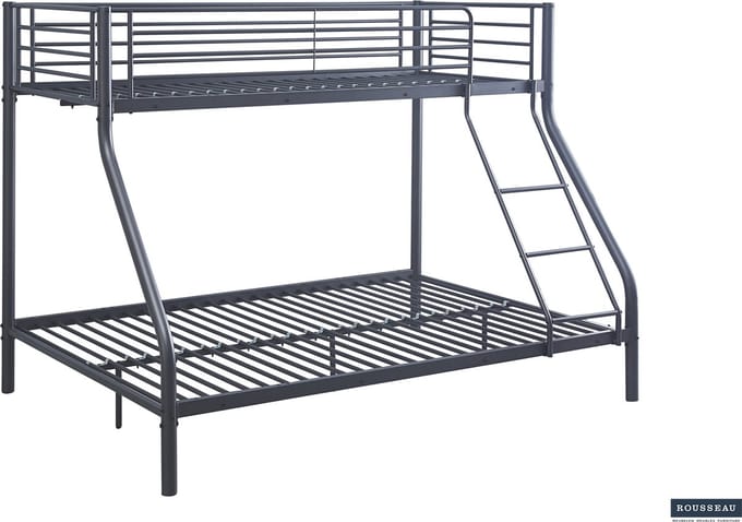 Interiax Trio Stapelbed - Metaal Donkergrijs - 140/90x200 cm - Inclusief Lattenbodems