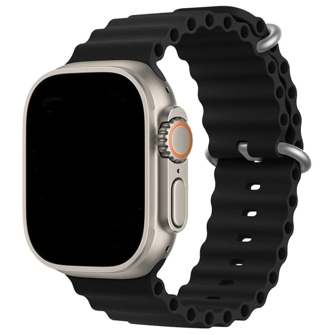 2+1 | Apple Watch Bandje Ocean - Siliconen - Zwart