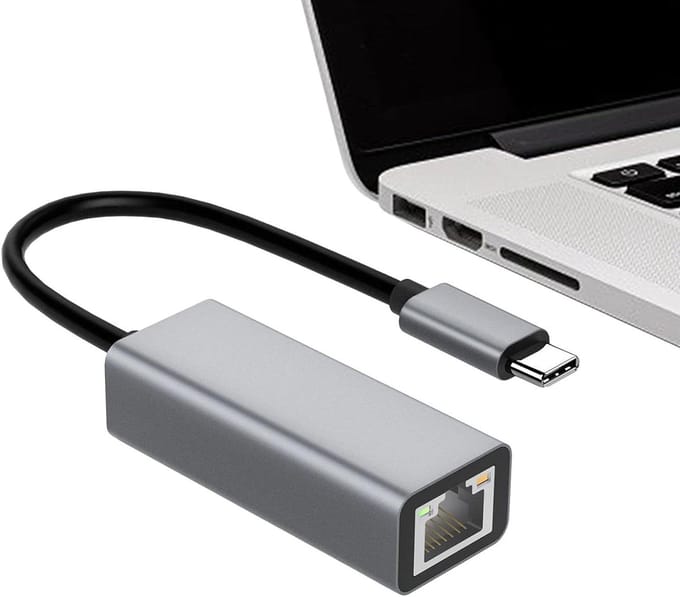 USB C Netwerkadapter - Ethernet Adapter - Stabiel Internet - Plug Play - 100 Mbps - Grijs