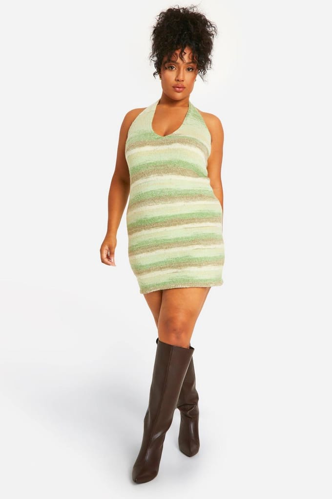 boohoo Dames Plus Cowl Gebreide Gesp Jurk | Groente | Maat: 52