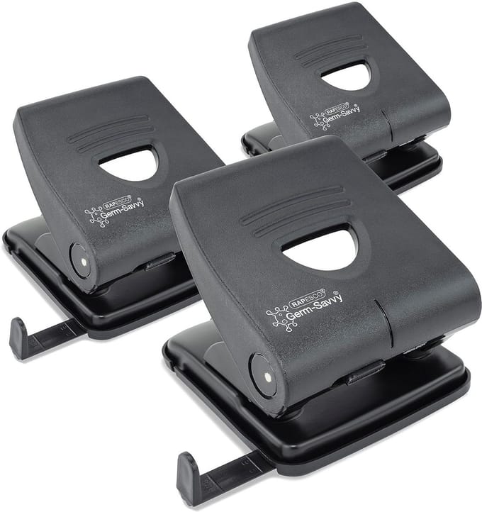 2-Gaats Perforator Zwart – Set van 3 – 30 Vel Capaciteit met Antibacteriële Coating