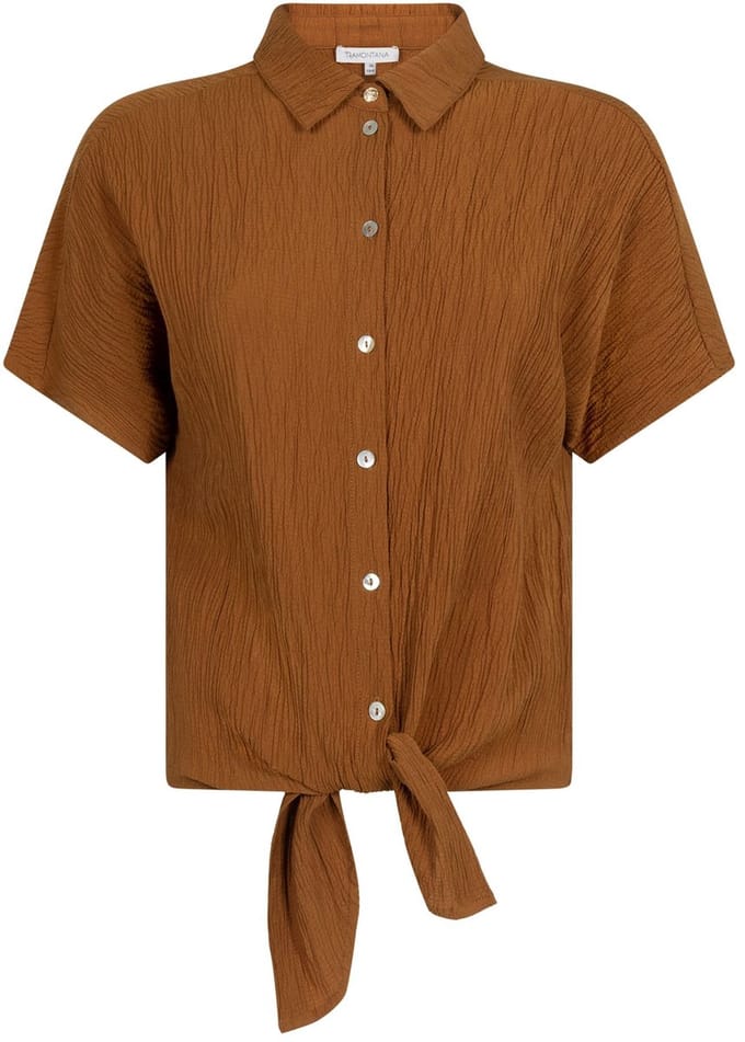 Puckered Short-Sleeve Blouse