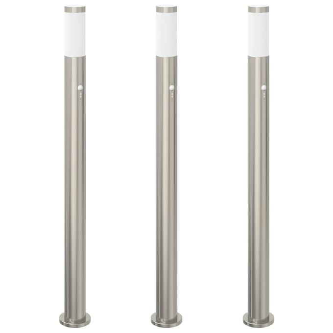 vidaXL Bolderverlichting met sensor 3 stuks 110 cm RVS IP44