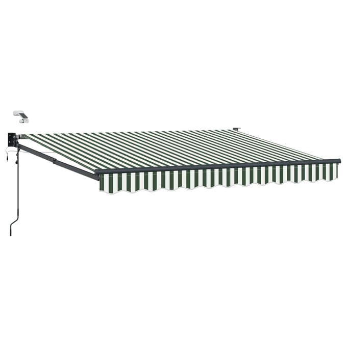 vidaXL - Elektrisch - Uitschuifbare - Zonneluifel - Groen - en - Wit - 3 - x - 2,5 - m