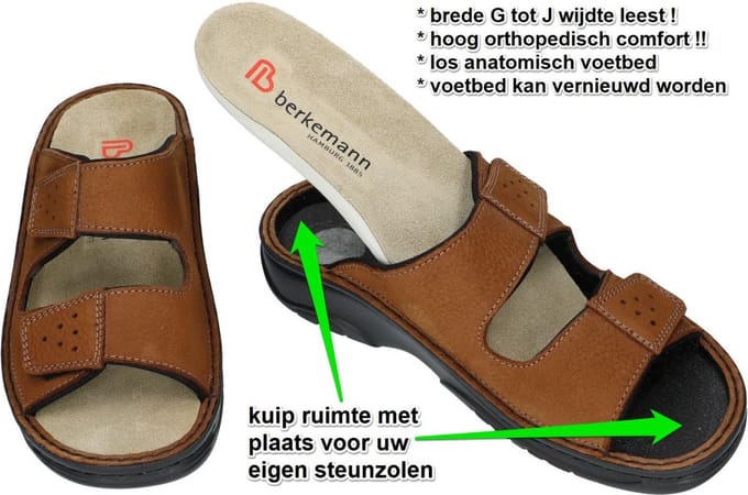 Berkemann -Heren - bruin - pantoffels & slippers - maat 46