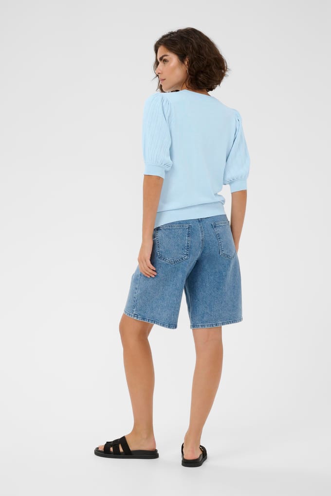 Kaffe KAlone Knit Pullover 1/2 SL Dames Trui - Nantucket Breeze