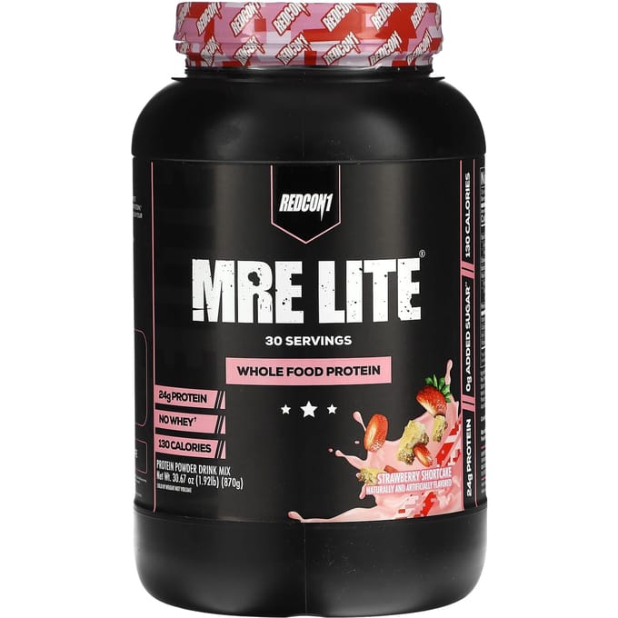 Redcon1, MRE Light, Protéine d'aliments complets, Shortcake aux fraises, 1,92 lb (870g)