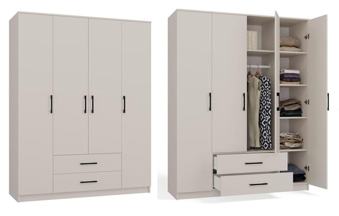 ROMANA 160 - Kledingkast - 2 lades - Grote opbergruimte - Minimalistisch design