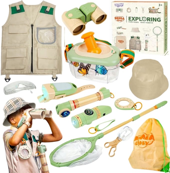 Woopie Discovery Little Explorer's Set Verrekijker Kompas Insectennet Vlinders Zaklamp - UNI