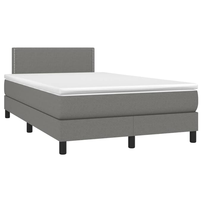 vidaXL - Boxspring - met - matras - en - LED - stof - donkergrijs - 120x200 - cm
