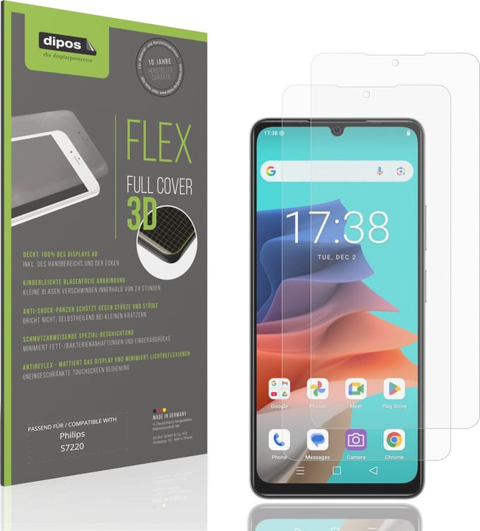 dipos FLEX – 2x Matte Screenprotector geschikt voor Philips S7220 | Volledige Schermbescherming | Case-Friendly