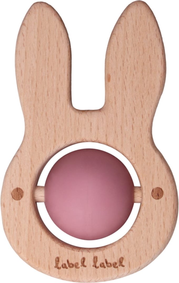 Label Label Konijn Roze Hout & Silicone Bijtspeeltje LLST-15256