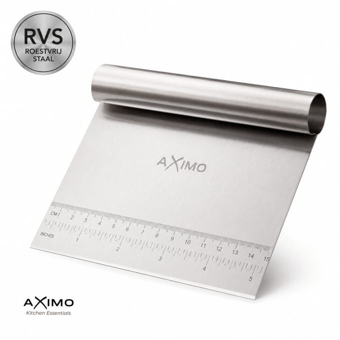 AXIMO Deegschraper RVS – Deegsteker met Maataanduiding – Deegsnijder voor Brood, Pizza en Bakken en Kruiden