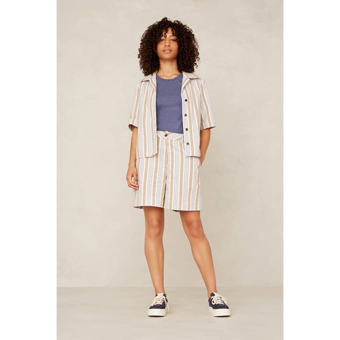 Kings Of Indigo Morrigan Ecru Hemp Stripe Maat: M | Overhemden Outlet | Dames | Ecru