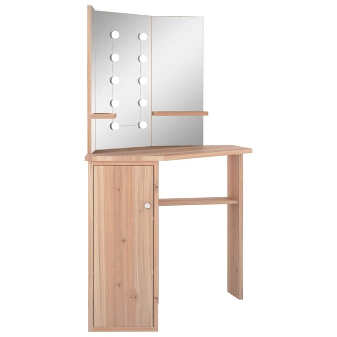 vidaXL - Hoekkaptafel - met - LED - 111x54x141,5 - cm - eikenkleurig