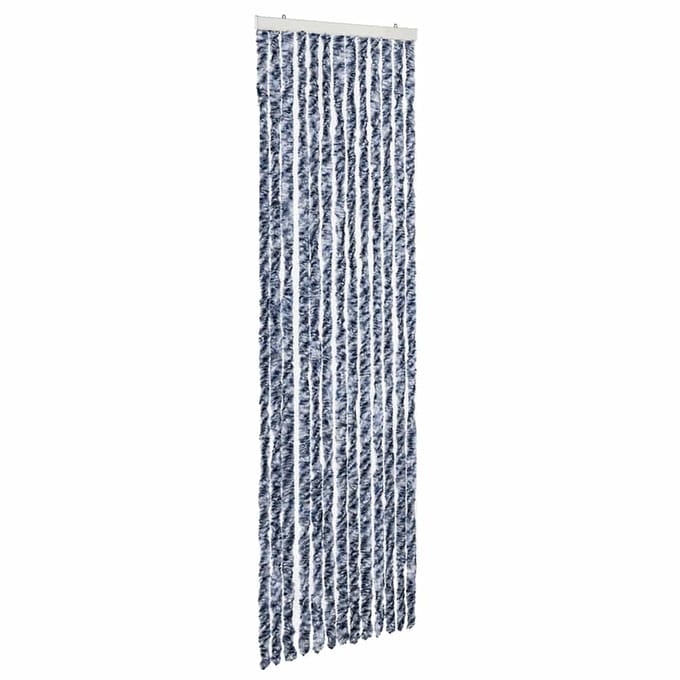 vidaXL - Vliegengordijn - 56x185 - cm - chenille - blauw, - wit - en - zilver