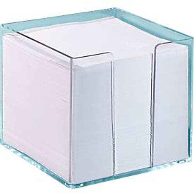 Memoblokkhouder - 95 x 95 x 95 mm - transparant - 700 vellen - wit