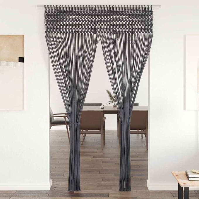 vidaXL - Gordijn - macramé - 140x240 - cm - katoen - antraciet