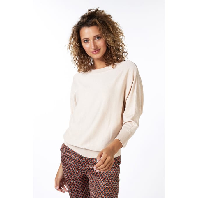 EsQualo Sweater Batwing Lurex Light Sand Taglia: S | Maglioni a maglia Outlet | Donna | Marrone