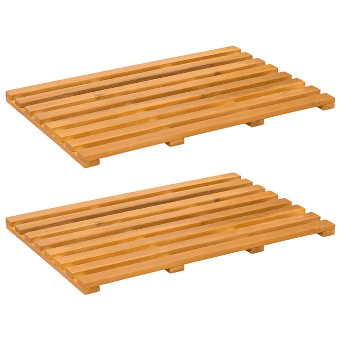 vidaXL - Badmat - 2 - st - Naturel - 56 - x - 37 - cm - Massief - Acacia - Hout