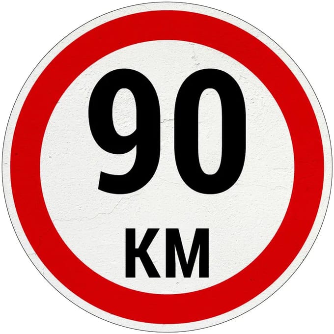 90 km bord | Sign Again materiaal | 40 cm