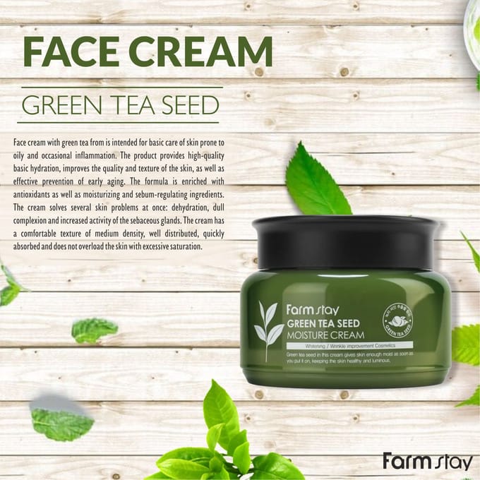 Farm Stay Groene Thee Zaad Vochtcrème 100g + WILLEKEURIG GESCHENK black