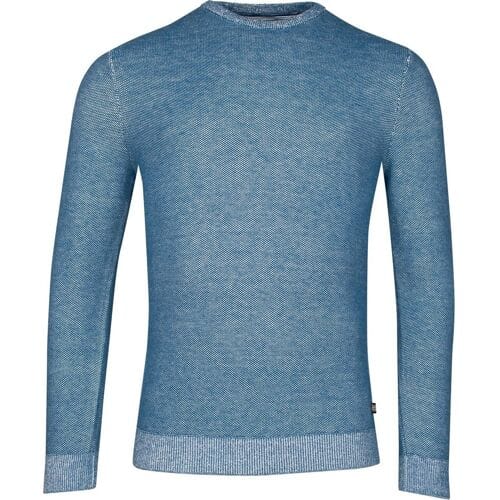 Baileys Trui Two-Tone Jacquard Crew Neck Allover Plated Delft Blue / male