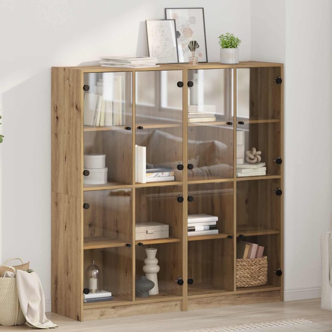 vidaXL Highboard 2 st Artisan Eiken 68 x 37 x 142 cm Bewerkt hout