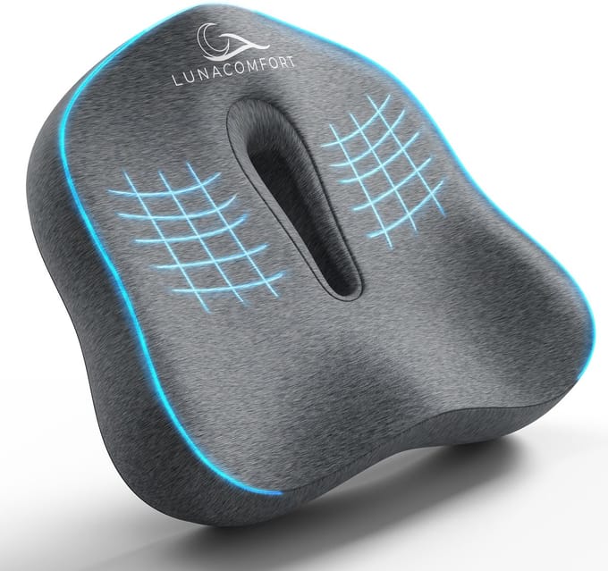 LunaGood® Zitkussen Orthopedisch - Stuitkussen - Ergonomisch - Grijs