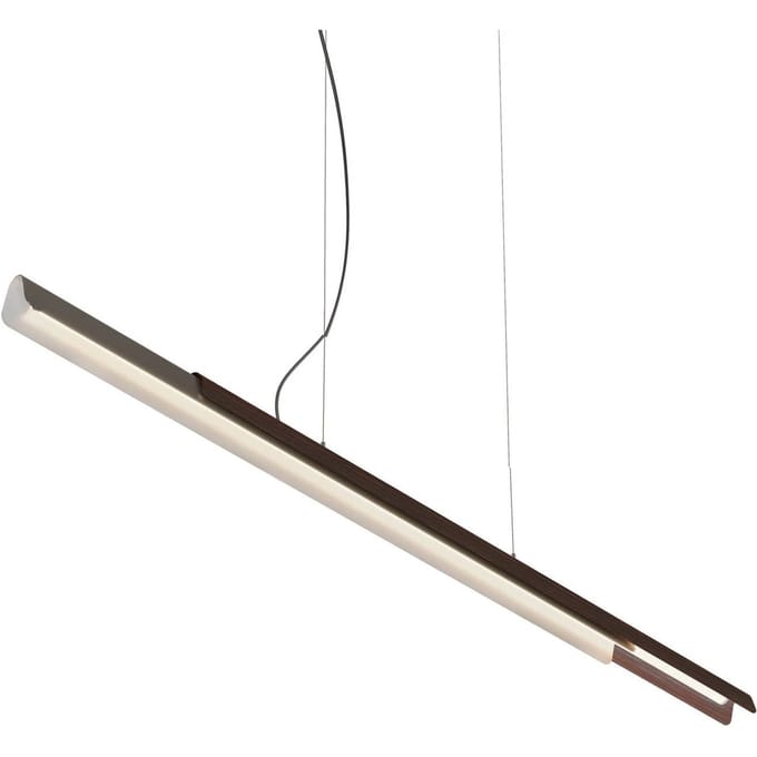 kdln hanglamp Dala lineair, donkergrijs/hout, 3.000 K 150 cm