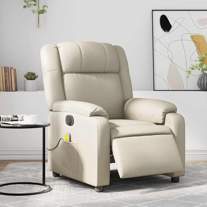 vidaXL - Massagestoel - verstelbaar - elektrisch - kunstleer - crèmekleurig