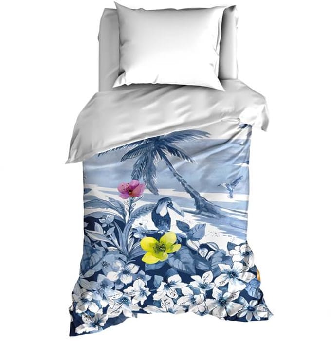 Satin d'Or Lagoon Dekbedovertrek - Eenpersoons - 140x200/220 cm - Blauw