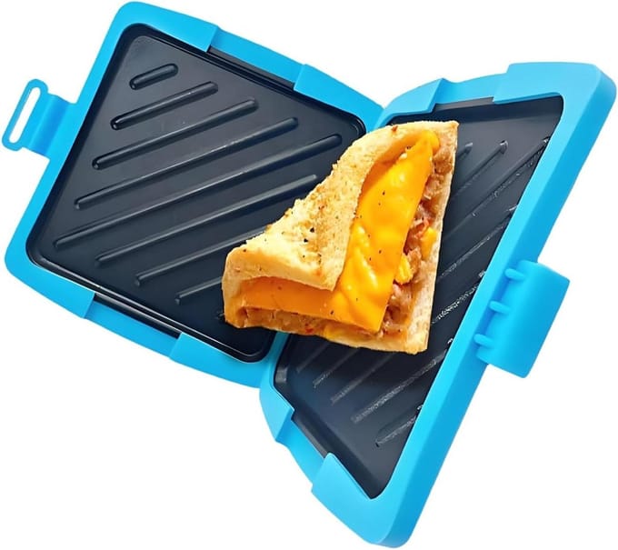 Sandwichmaker - Tosti Grill - Snelle Snacks - Magnetron Bereiding - Compact Design - Blauw
