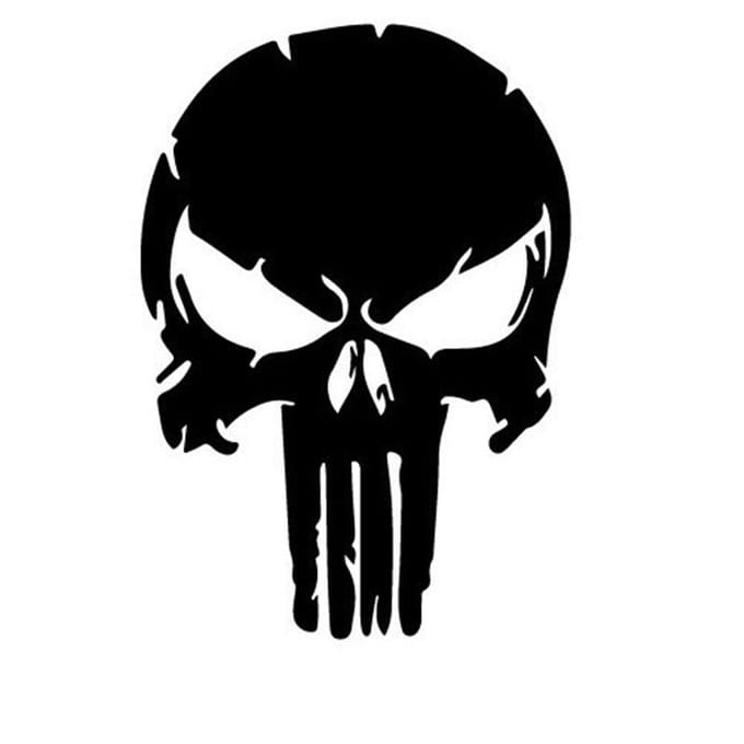 Gepersonaliseerde Reflecterende Autosticker Punisher Marvel Held Schedel Elektrisch Voertuig Motorfiets Decoratie Autosticker black