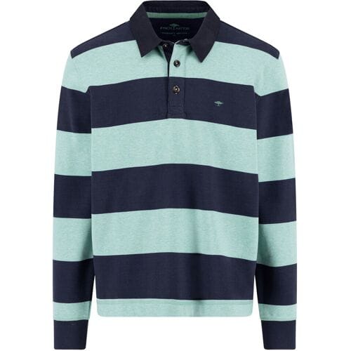 Fynch-Hatton Trui Sweat Rugby Striped Polo Collar Fern / male