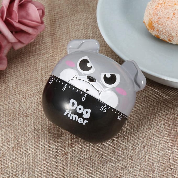 Minuterie de cuisine mécanique, mignon chien, compteurs manuels pour la cuisine à domicile, outil de rappel(gris) Gray gray