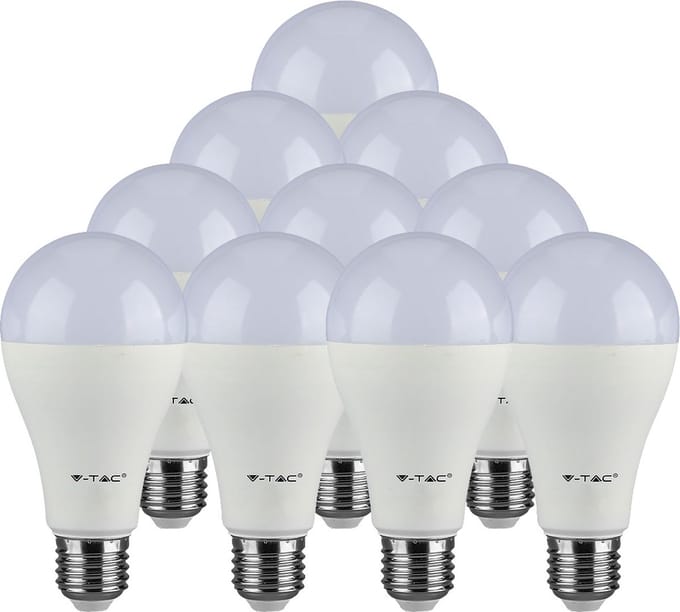 V-TAC VT-2015-E27 LED Lamp GLS - E27 Houder - 15W - 20000h - Warm Wit 3000K - Set van 10
