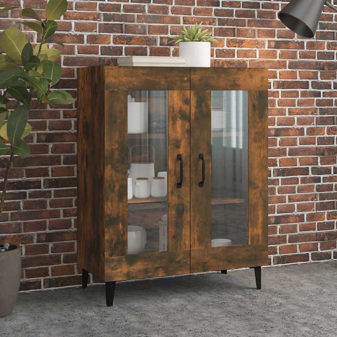 vidaXL - Dressoir - 69,5x34x90 - cm - bewerkt - hout - gerookt - eikenkleurig